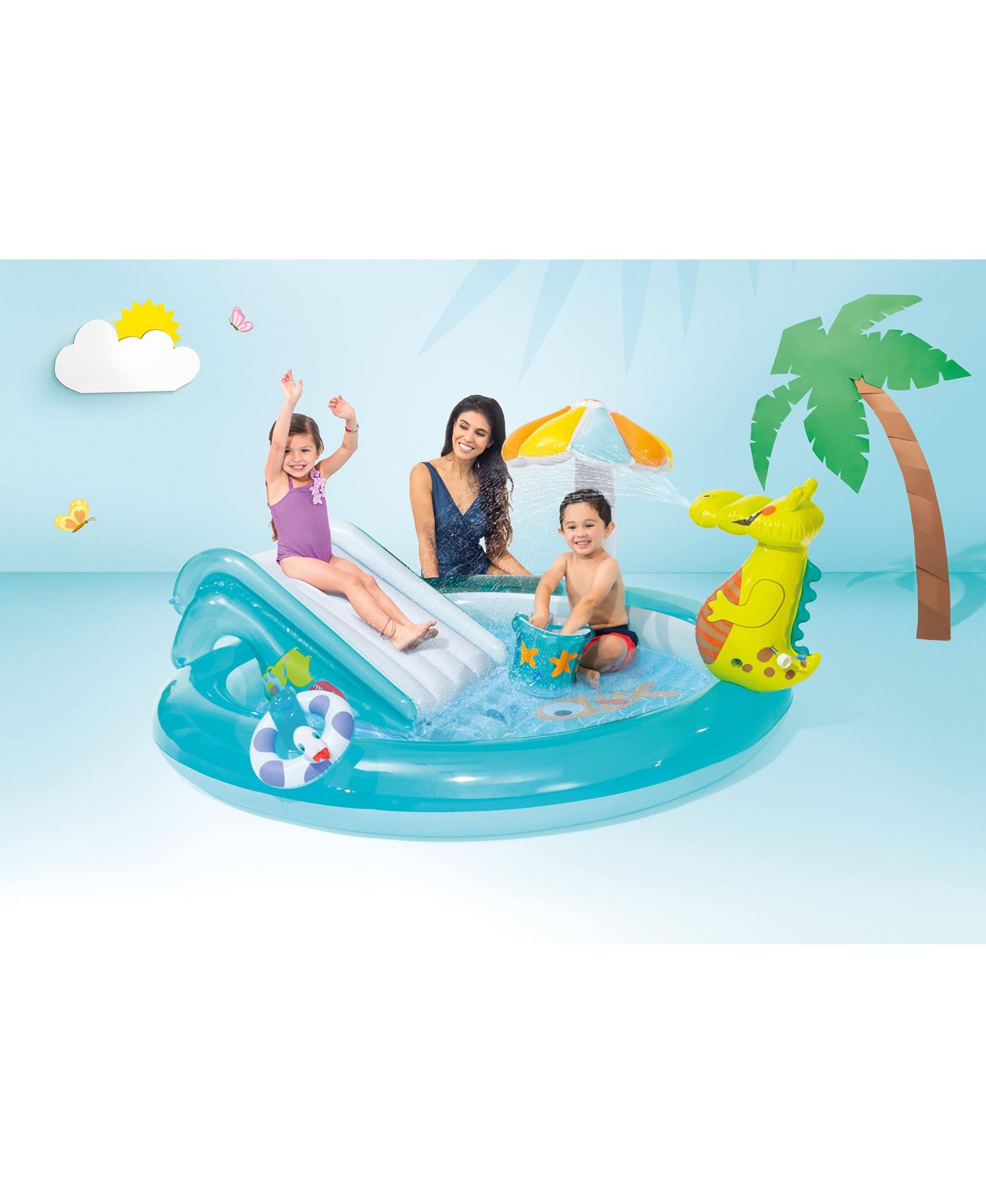 Детская игрушка GNUADZ Gator 79" x 67" x 33" PVC Inflatable Water Slide Kiddie Pool, 42-Gallon Capacity, Ages 2+, цвет: Разноцветный — фото 2