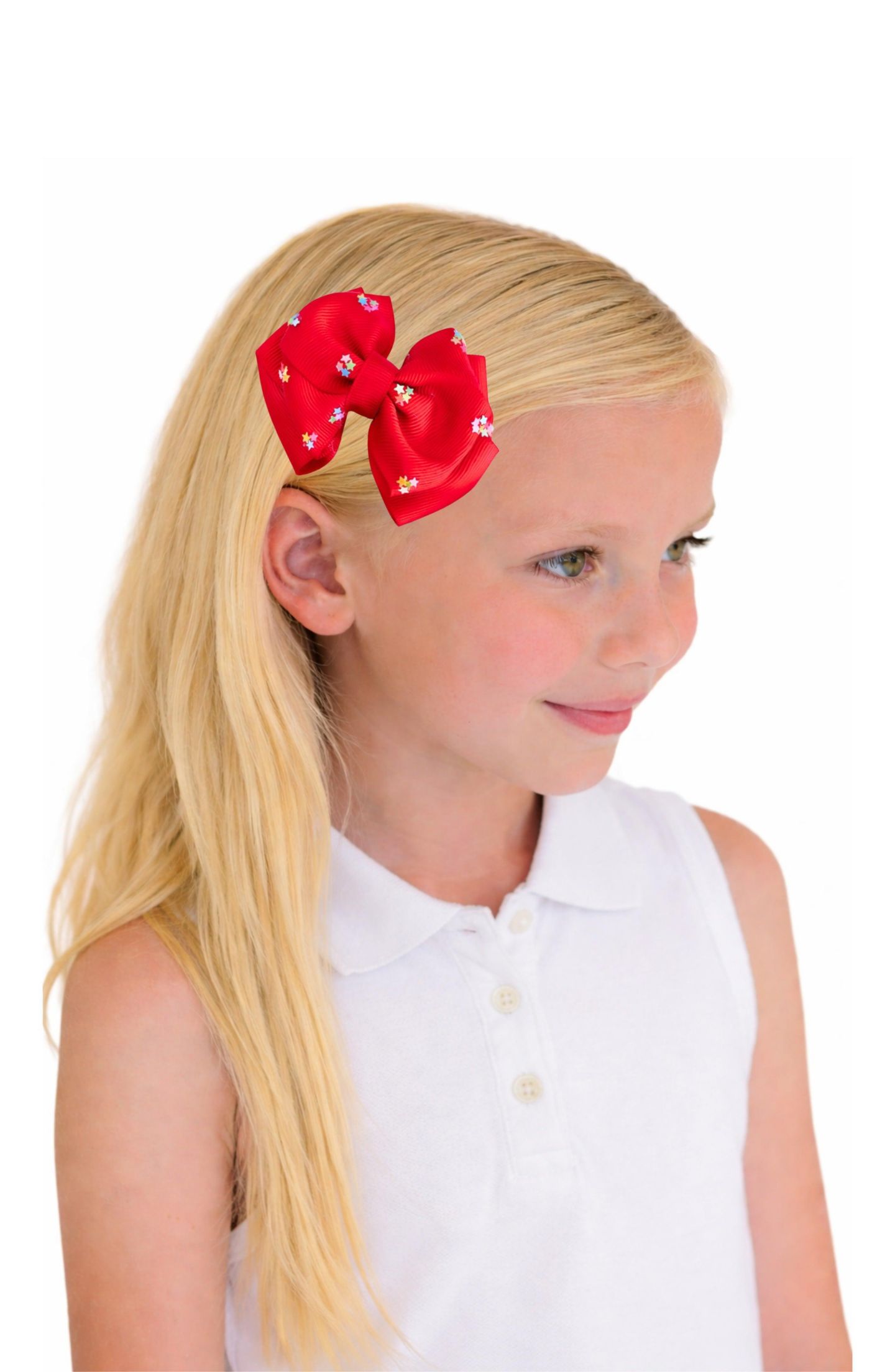 Аксессуары для волос Bits & Bows Little/Big Firecracker Summer Hair Bow Set для девочек, цвет: Красный / Белый — фото 2