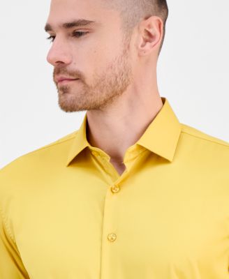 yellow dress shirt slim fit Yellow chest full ruffle slim fit dress shirt with French cuffs   Connaisseur Paris