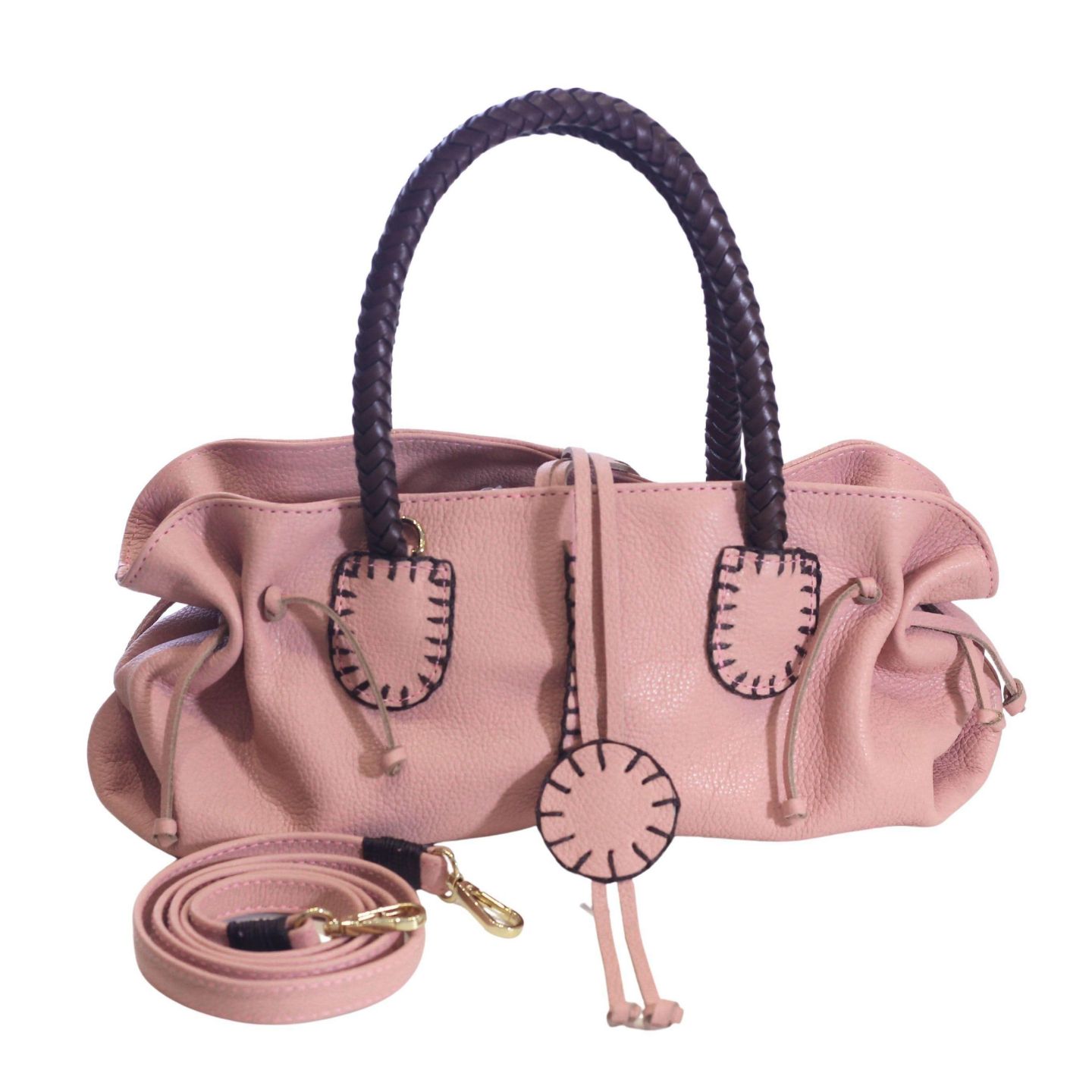 Женская сумка Carlos Falchi Mini Satchel Leather, цвет: Пыльный розовый — фото 1