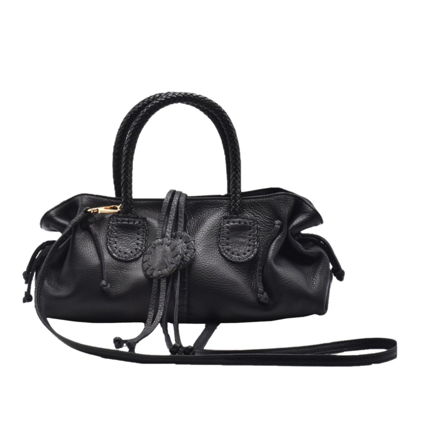 Женская сумка Carlos Falchi Mini Satchel Leather, цвет: Чёрный — фото 1