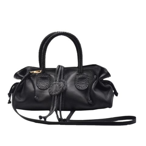 Женская сумка Carlos Falchi Mini Satchel Leather, цвет: Чёрный
