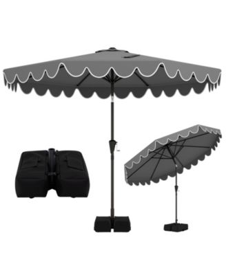 Patio Umbrella with Weighted Base, Sandbags, Push Button Tilt and Crank