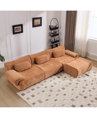 Modular Combination Armchair, Bamboo Joint Shape, 3+1 Seater Chenille Deep-Seat