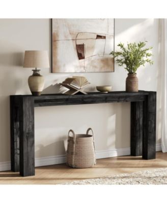 Solid Wood Console Table for Entryway, 70.9-Inch Extra Long Farmhouse Sofa Table Behind Couch