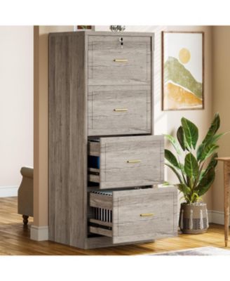 4-Drawer File Cabinet, Vertical Filing Cabinet with Lock, Wood Storage Cabinet , Locable File Cabinet for A4/F4/Letter/Legal Size Files