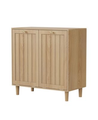 Laundry Hamper Cabinet with Removable Inner Basket Sloped Lid Concealed Laundry Storage Freestanding Bathroom Organizer