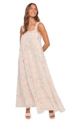 strapless open back dress Luxury Floral Scarf Maxi Dress in Digital Lavender main image 1