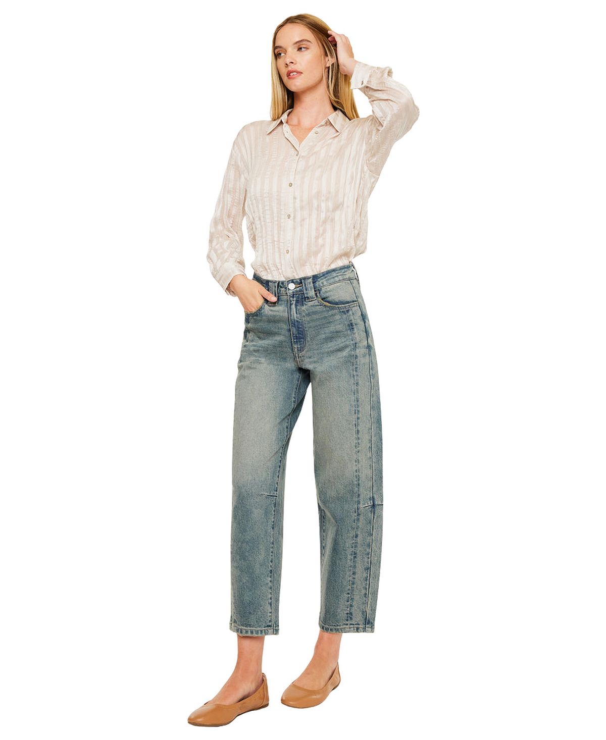 Kancan Women's Cecilia High Rise Slim Barrel Jeans view 8 — MAYCSS fashion products