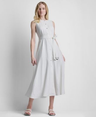 Women's Sleeveless Belted Midi Dress