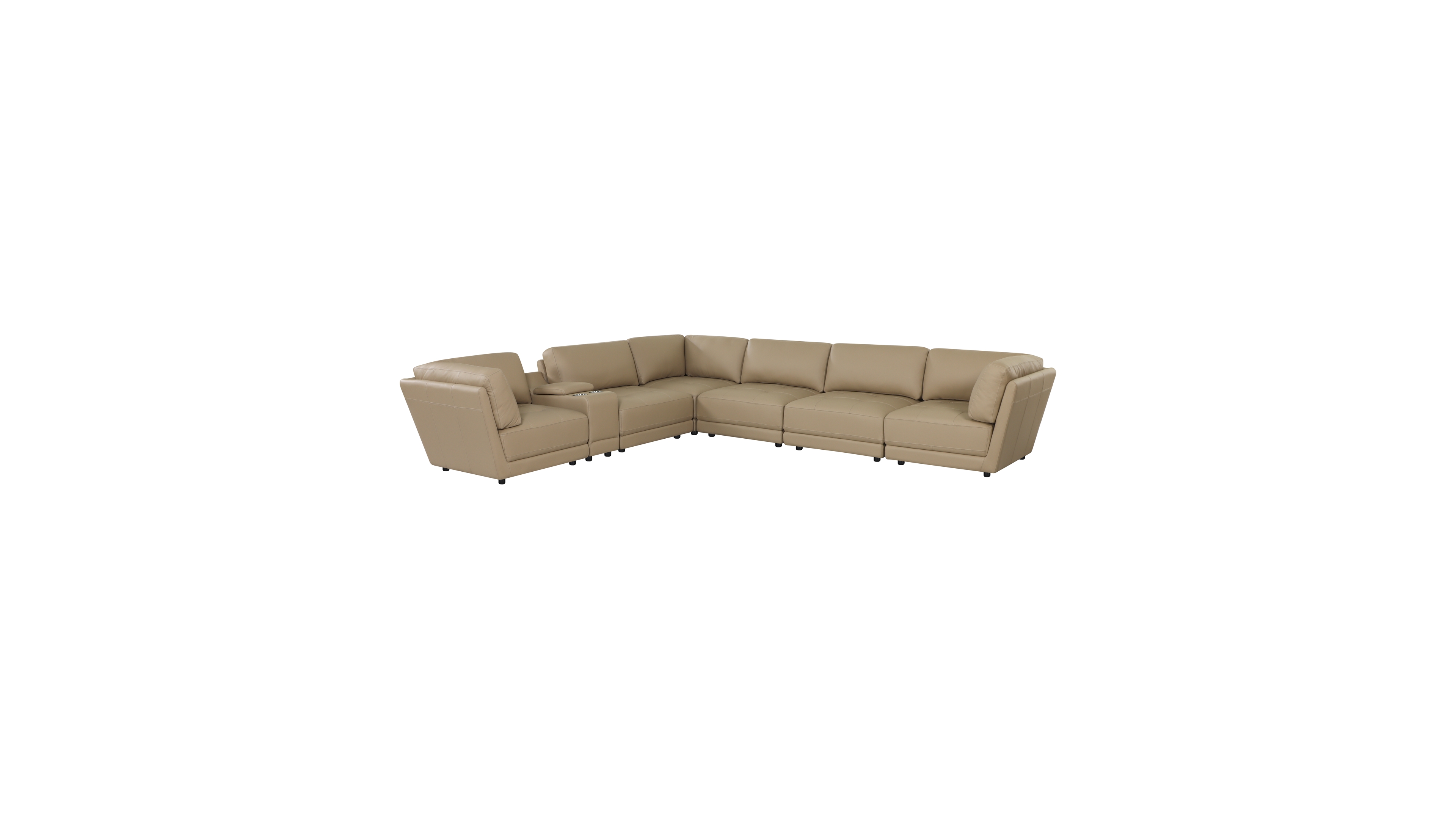 Versa 7-Pc. L-Shape Leather Sectional with Console