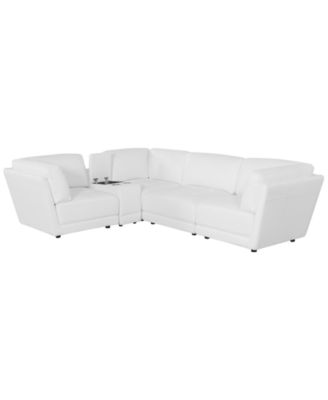 Versa 5-Pc. L-Shape Leather Sectional with Console