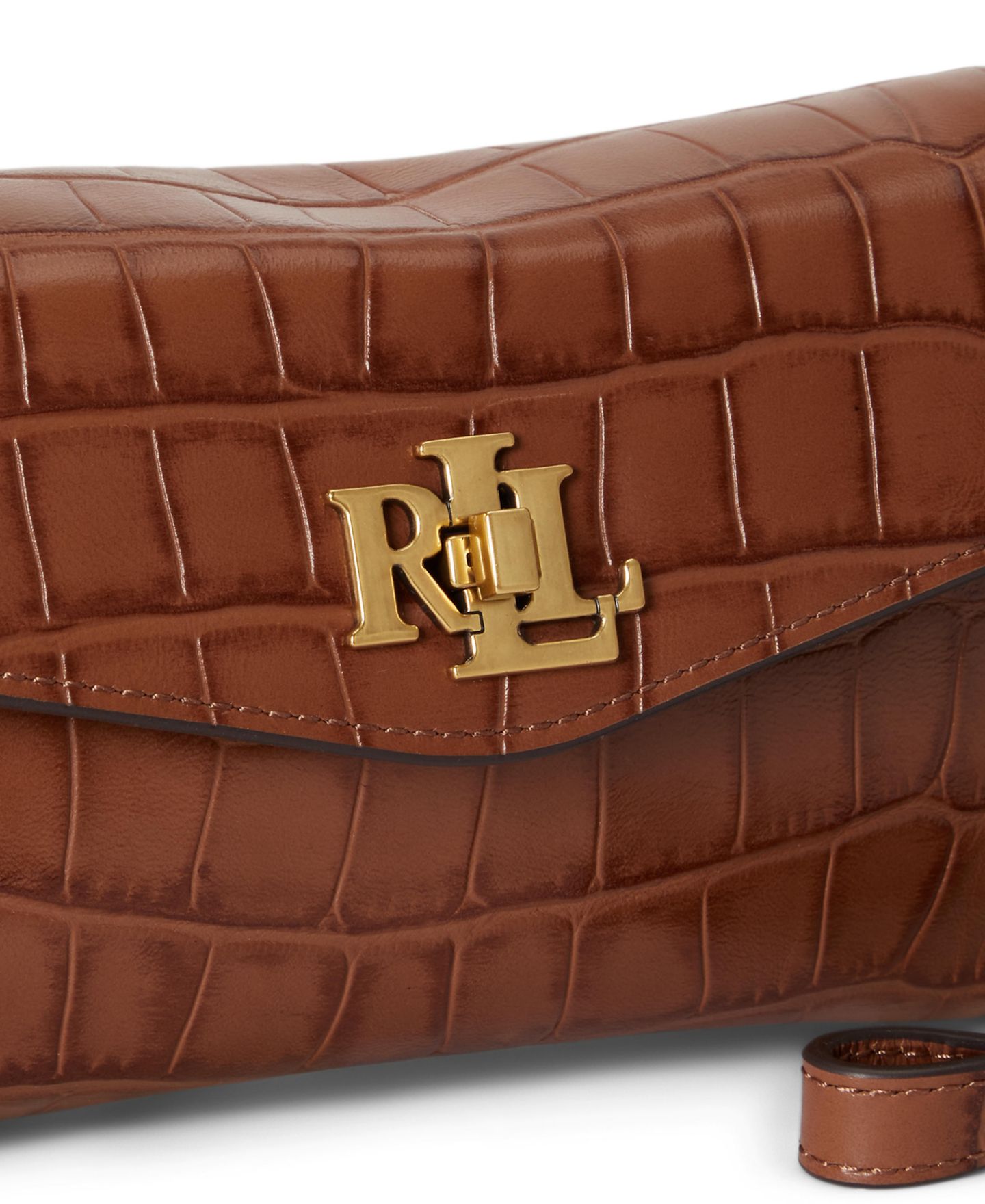 Женская сумка Lauren Ralph Lauren Croc-Embossed Mini Crossbody, цвет: Рыжевато-коричневый — фото 7