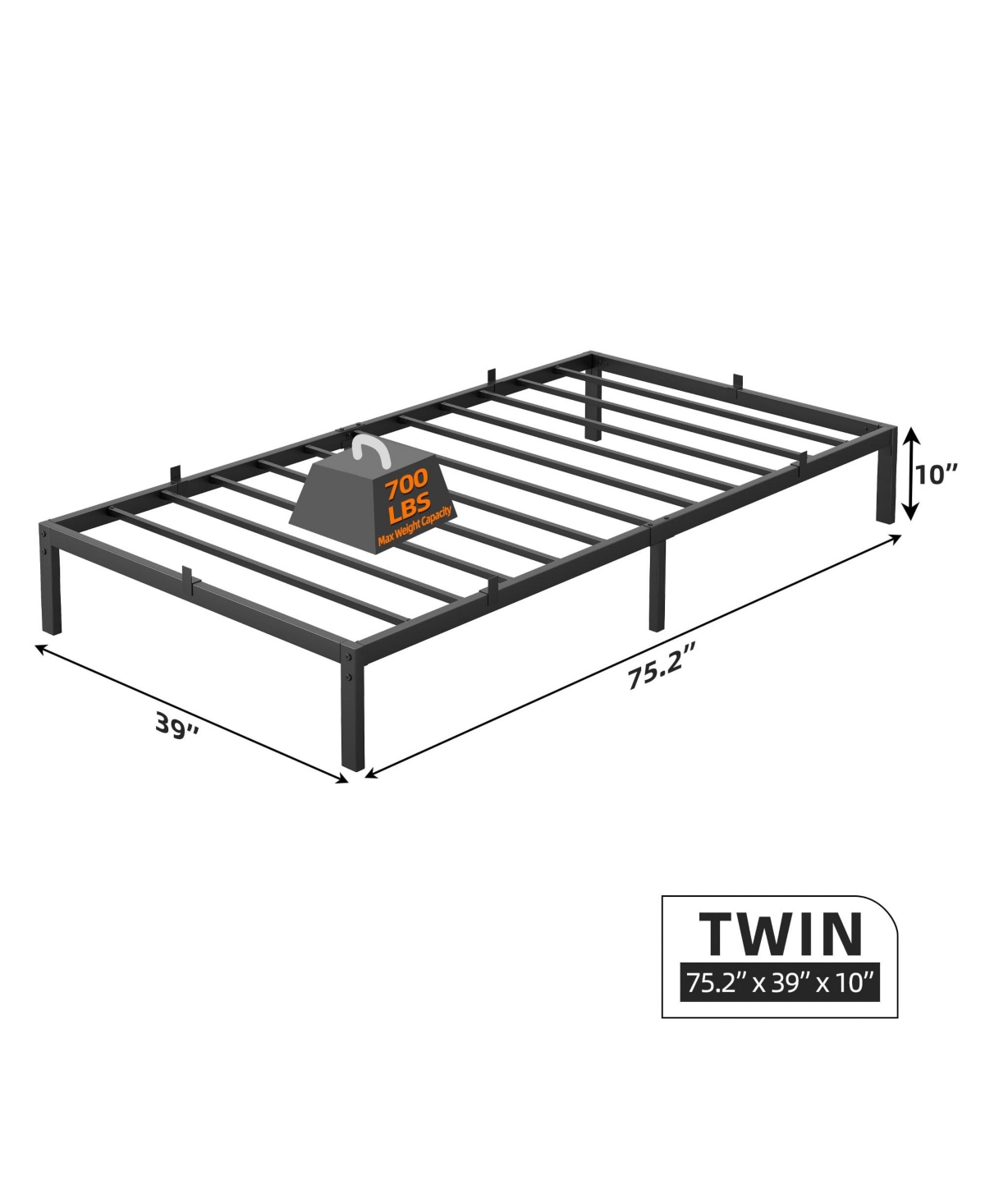 Homfan Metal Platform Bed Frame with Steel Slats