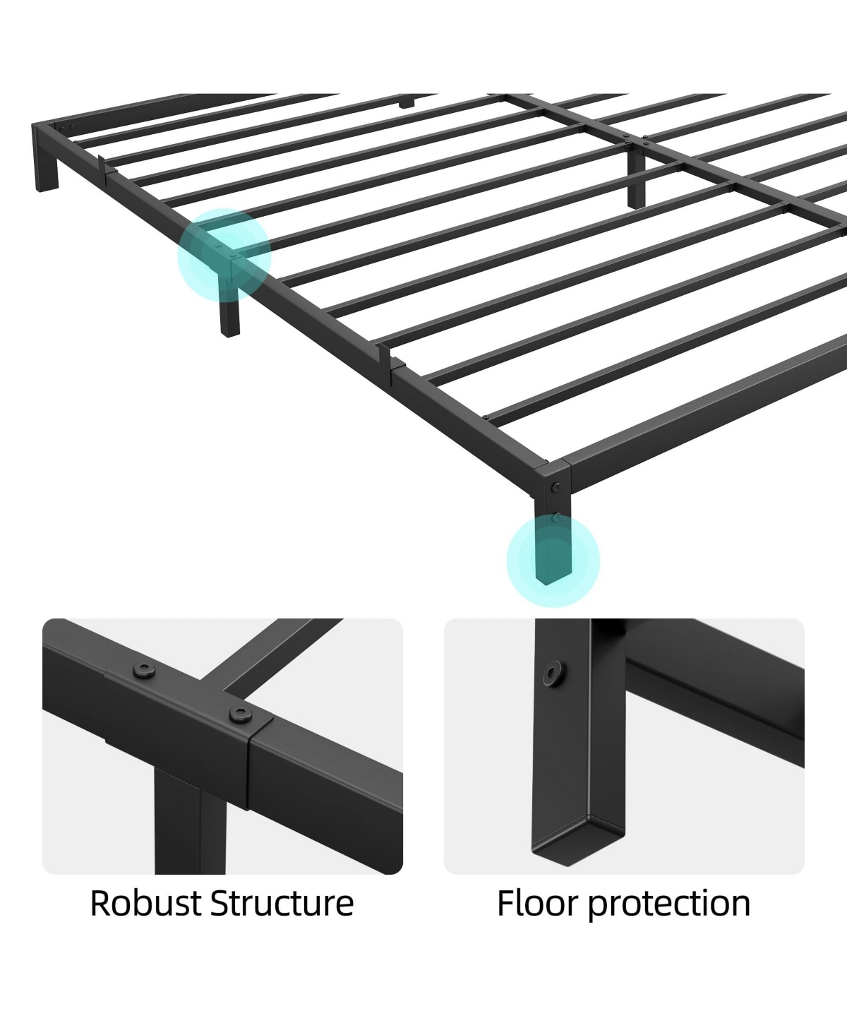 Homfan 6 Inch Metal Platform Bed Frame with Under-Bed Storage, Headboard Mount Holes, No Box Spring Needed