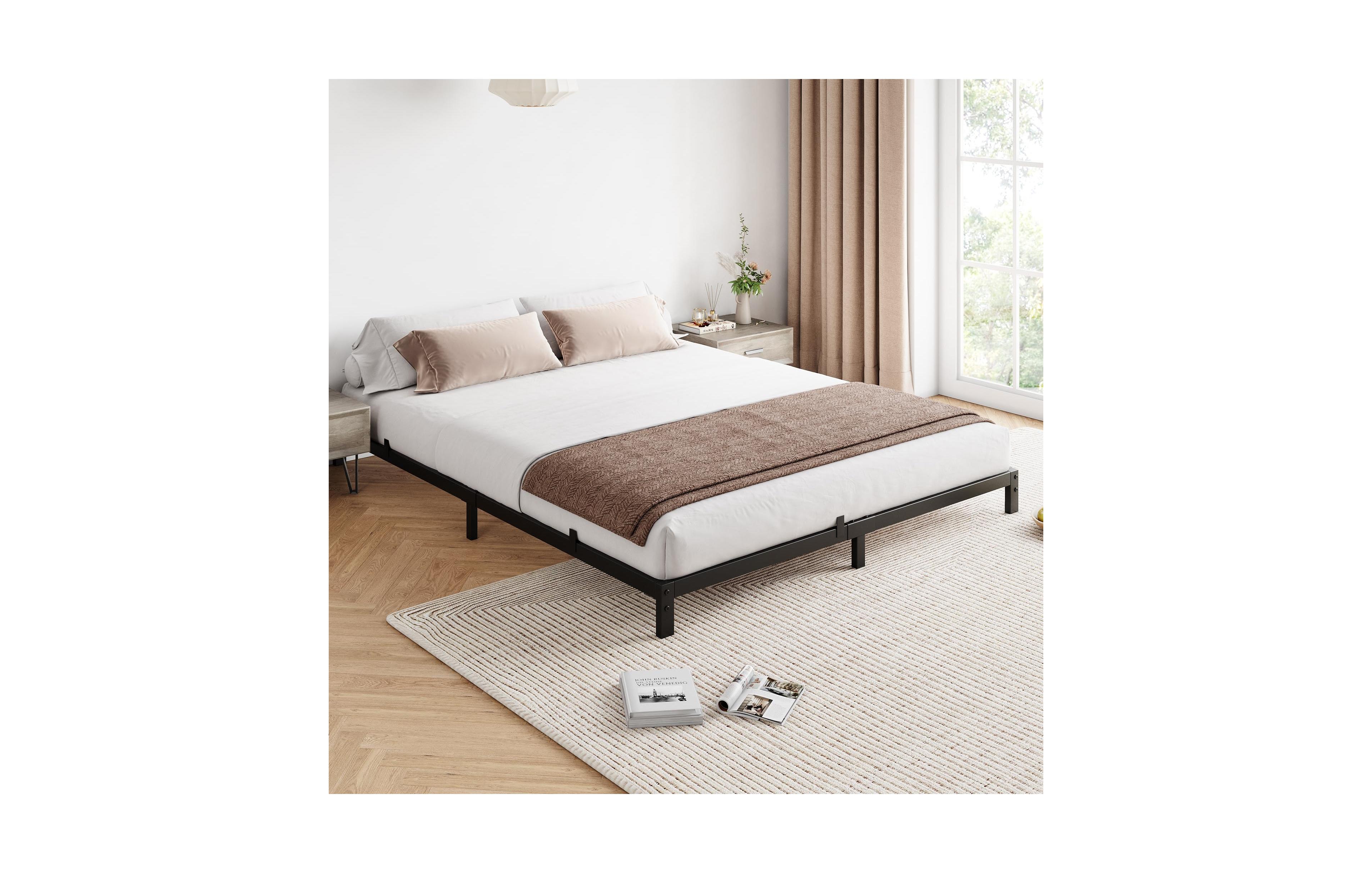 Homfan 6 Inch Metal Platform Bed Frame with Under-Bed Storage, Headboard Mount Holes, No Box Spring Needed
