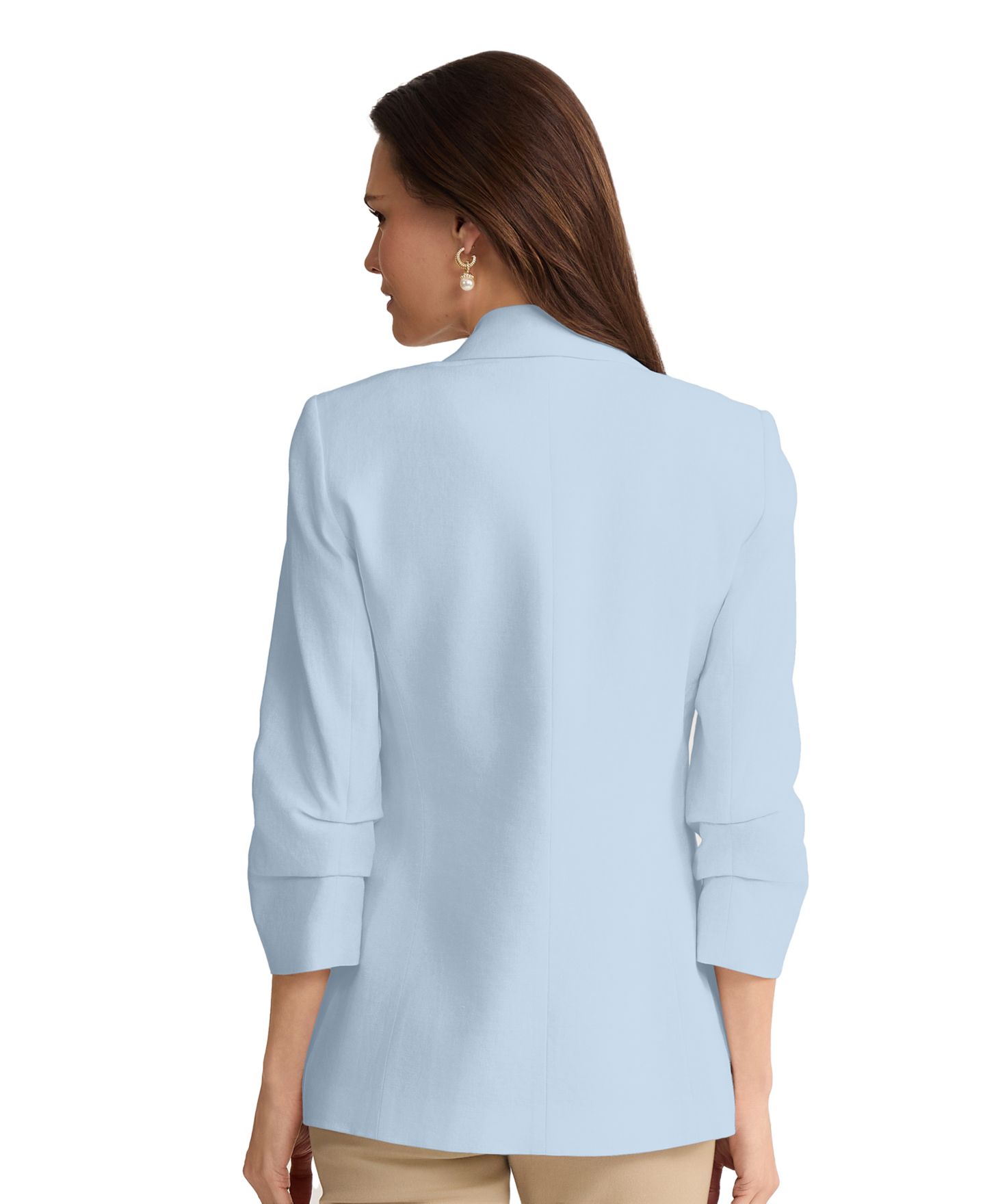 Женский пиджак Jones New York Petite Linen Blend Faux Double Breasted Blazer, цвет: Синий — фото 3