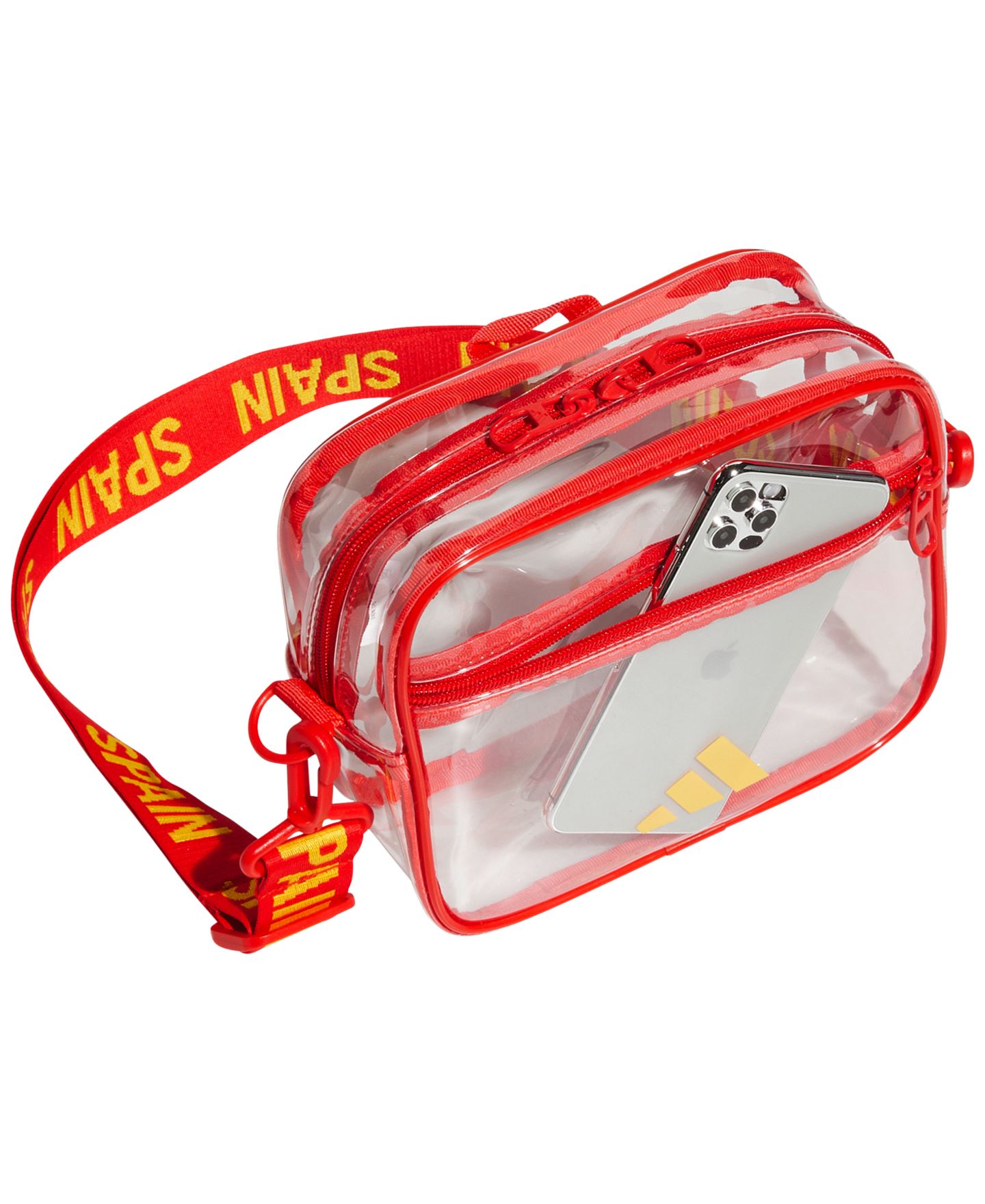 Мужская сумка adidas Spain Zip-Up Crossbody, цвет: Прозрачный / Яркий красный — фото 3