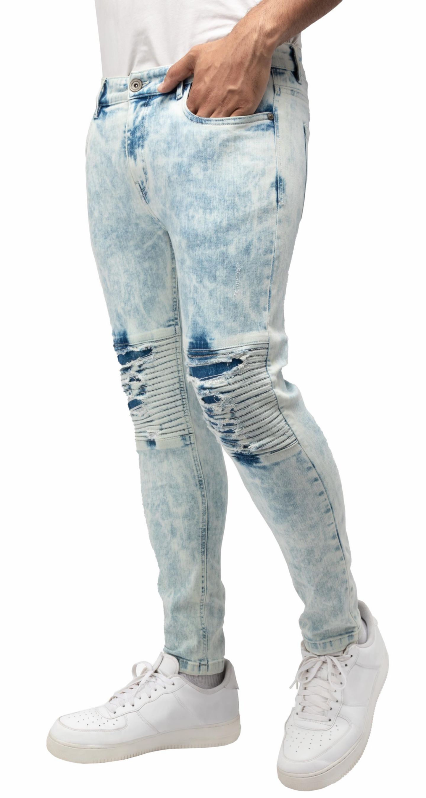 Мужские джинсы X-Ray RAW X Skinny Flex Moto, цвет: Светлая варка — фото 4