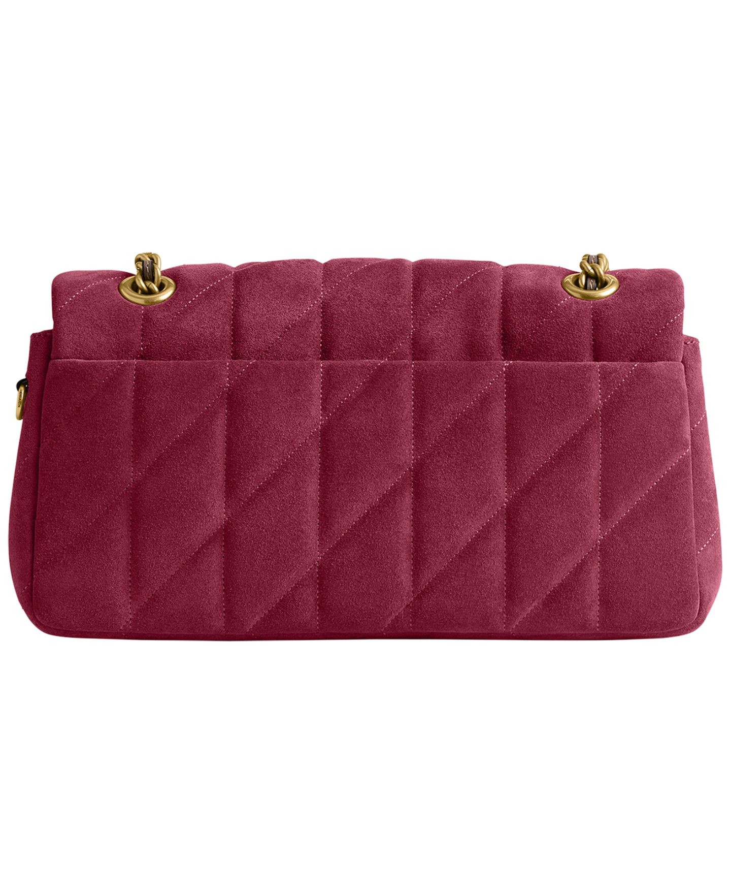 Женская сумка COACH Quilted Tabby Medium Suede Shoulder 26, цвет: Латунный / Тёмный фуксия — фото 2