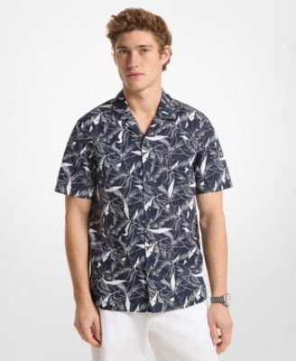 Men's Floral Printed Camp Collar Shirt