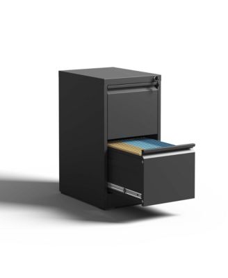 Vertical Metal File Cabinet - 2 Drawer Office Storage Filing Cabinet with Lock for A4 Legal/Letter Size