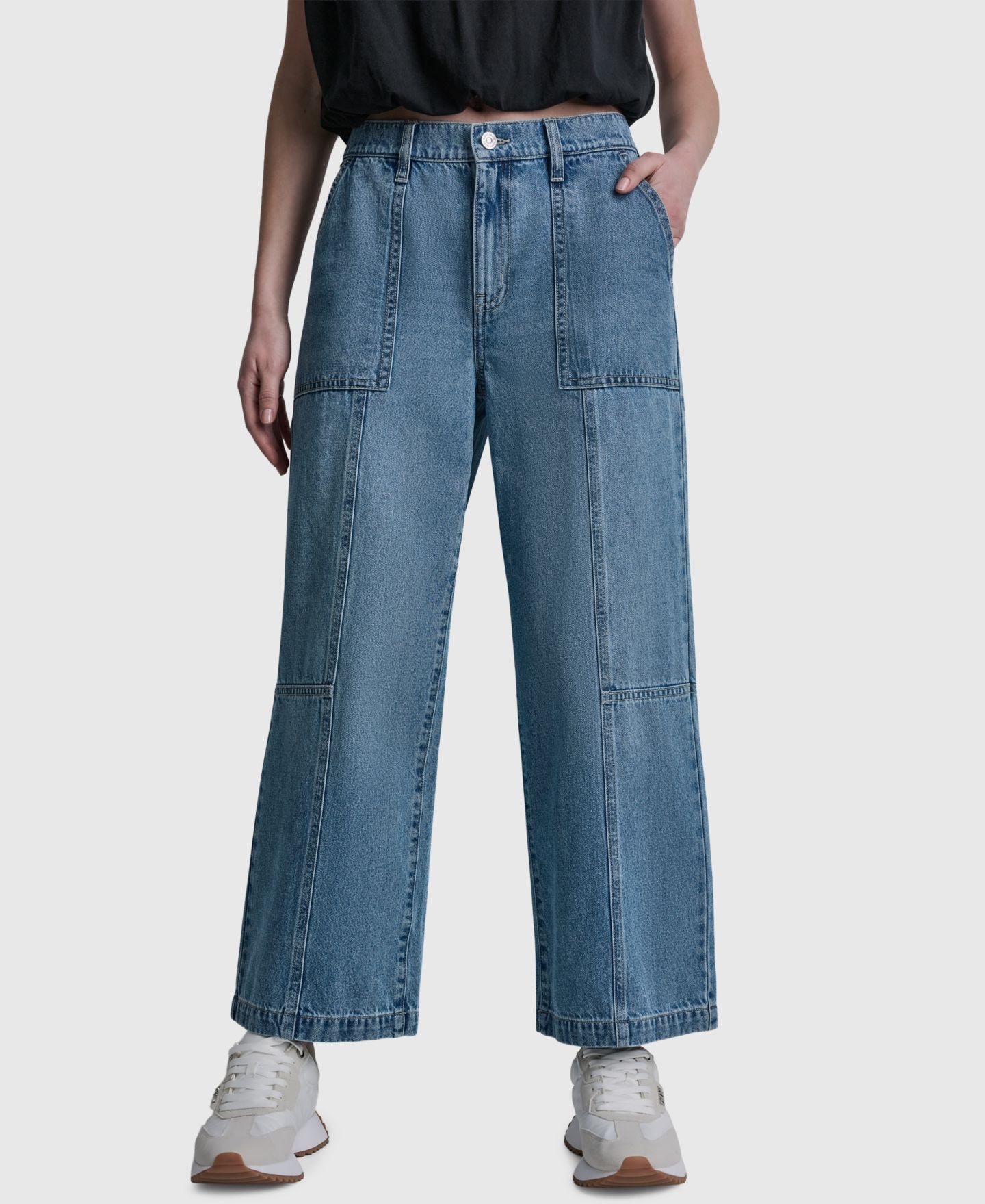Женские джинсы DKNY Jeans High-Rise Ankle Wide-Leg Utility Cotton, цвет: Waterfall — фото 1