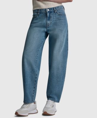 Women's Mid-Rise Barrel-Leg Cotton Jeans