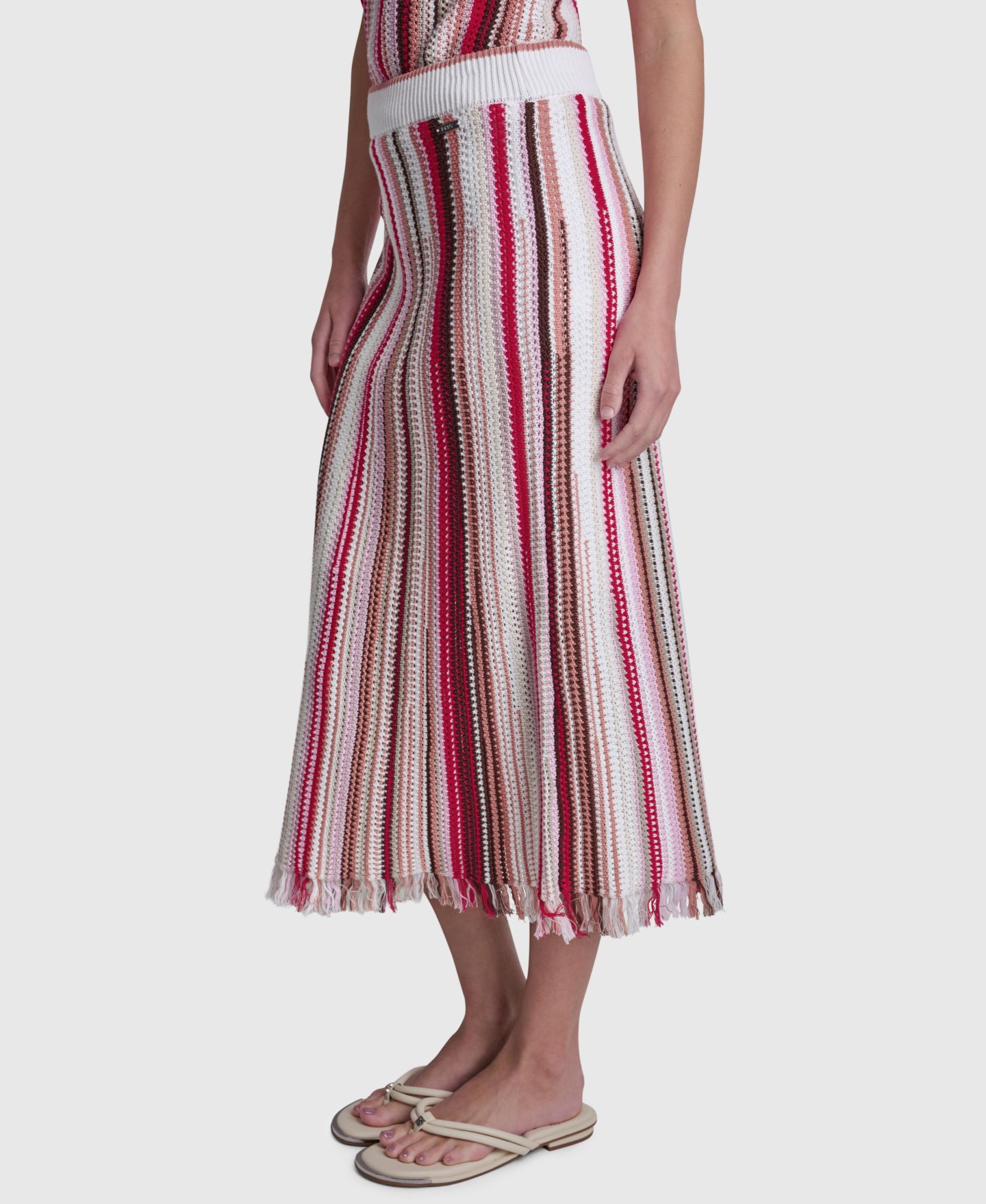 Женская юбка DKNY Jeans Pointelle Stitch Striped Midi, цвет: Разноцветный, вариант 1 — фото 6