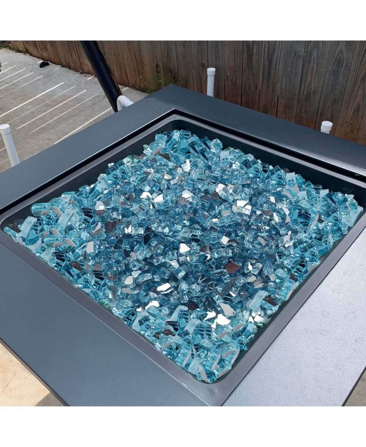 Sugift Fire Pit Glass 10 lbs Aqua 1/2 in Reflective Tempered Fireplace Rocks