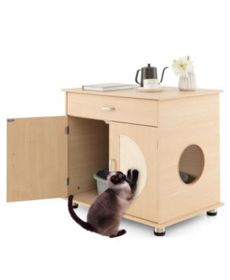Cat Litter Box Enclosure Sisal Scratching Doors Storage
