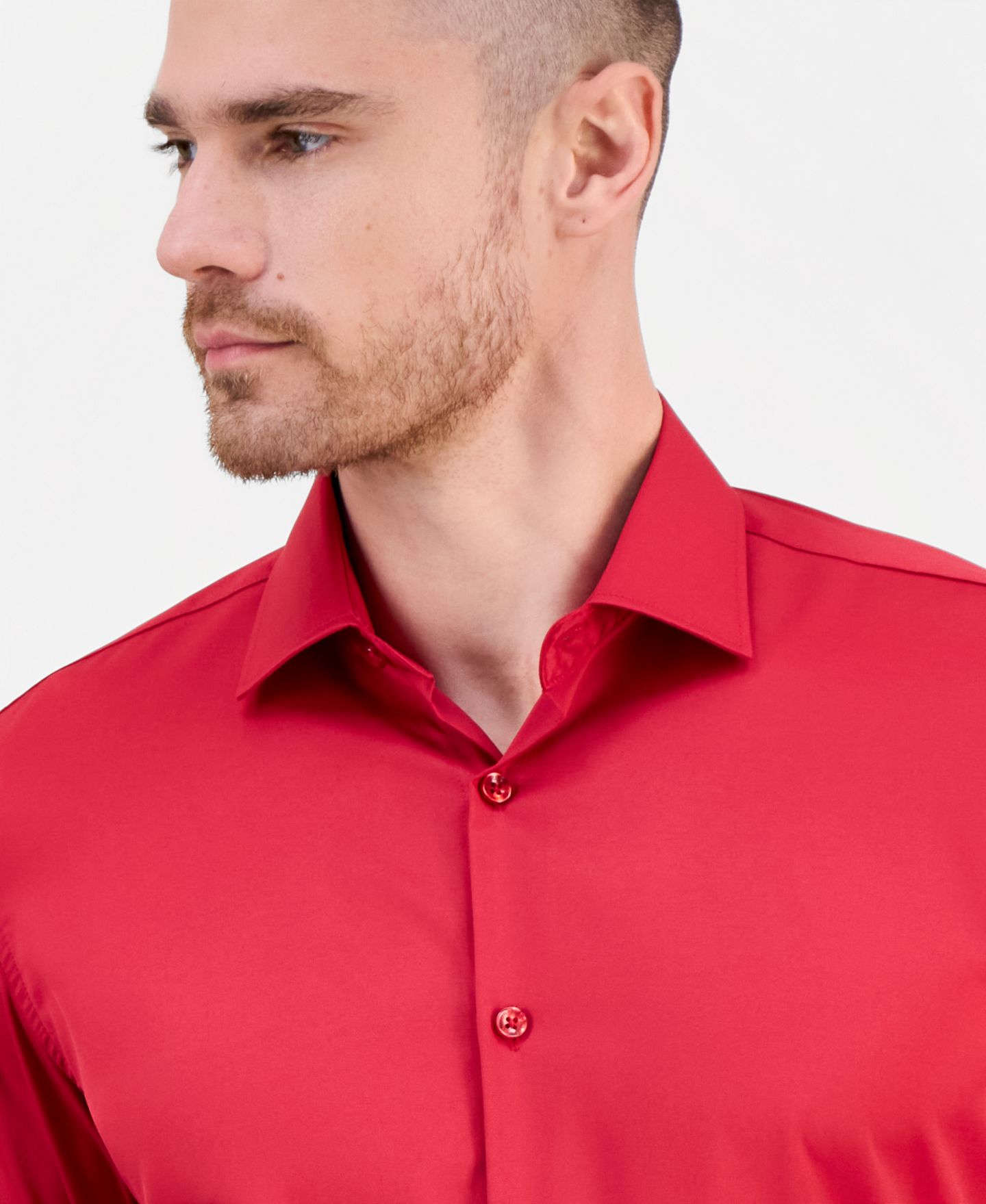 Мужская рубашка Suslo Couture Slim-Fit Solid Four-Way Stretch Dress Shirt, цвет: Красный — фото 3