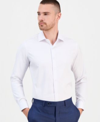Men's Slim-Fit Solid Four-Way Stretch Dress Shirt 