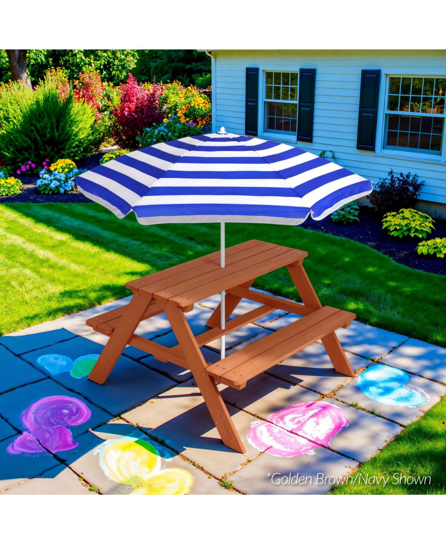 Детская игрушка Best Choice Products Wooden Picnic Table with Adjustable Umbrella, 220 lb. Capacity, Ages 3-7, цвет: Розовый — фото 8