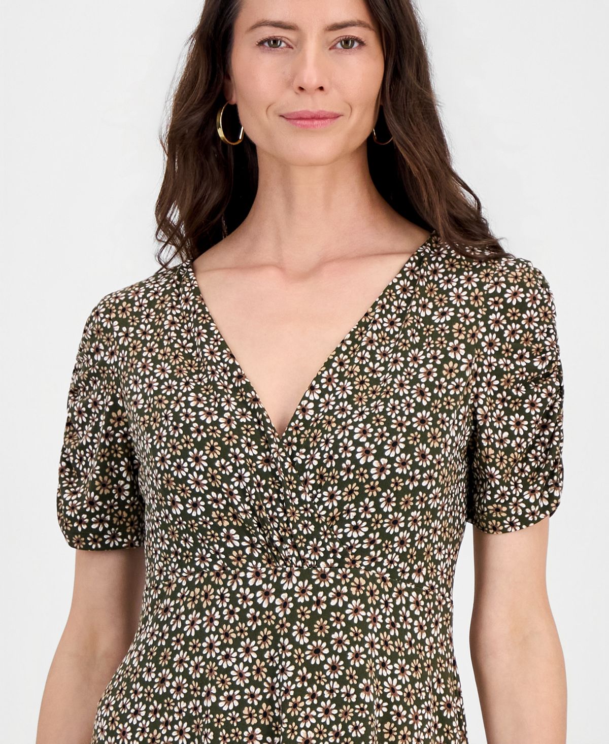 Connected Women's Printed Short-Sleeve A-Line Dress view 4 — MAYCSS fashion products