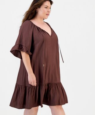 Brown Plus Size Casual Dresses