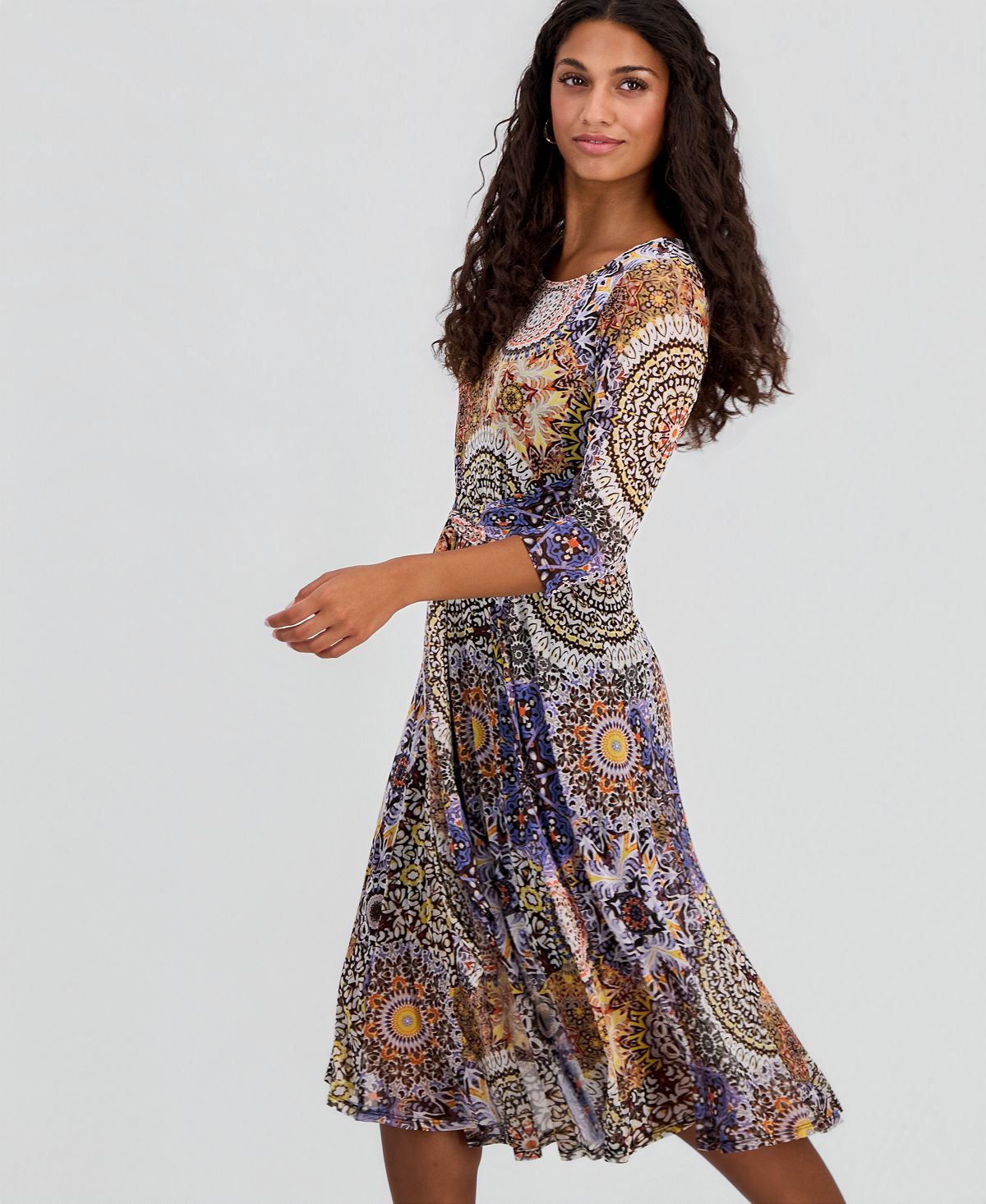 Robbie Bee Petite Tie-Front 3/4-Sleeve Midi Dress view 3 — MAYCSS fashion products