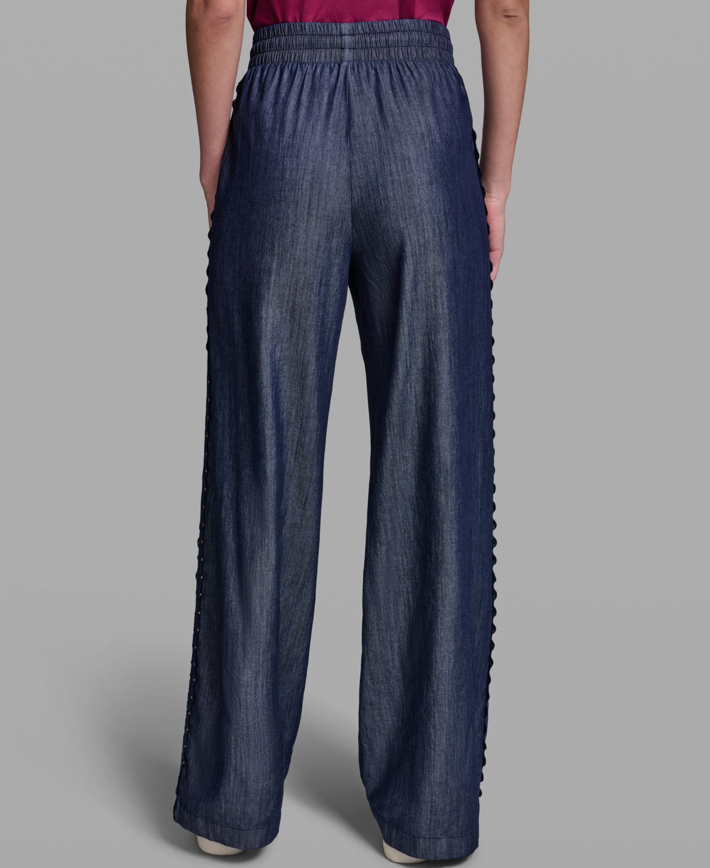 Женские брюки KARL LAGERFELD PARIS Soft Drawstring Waist Side Detail Pull-On, цвет: Индиго — фото 6