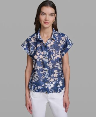 Women's Bungee Burnout Short-Sleeve Woven Shirt