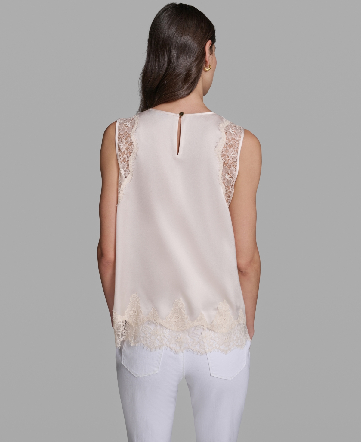Karl Lagerfeld Paris Women's Sleeveless Lace Trim Cami Top