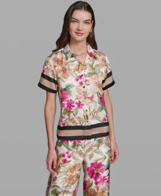 Women's Short-Sleeve Printed Camp Shirt