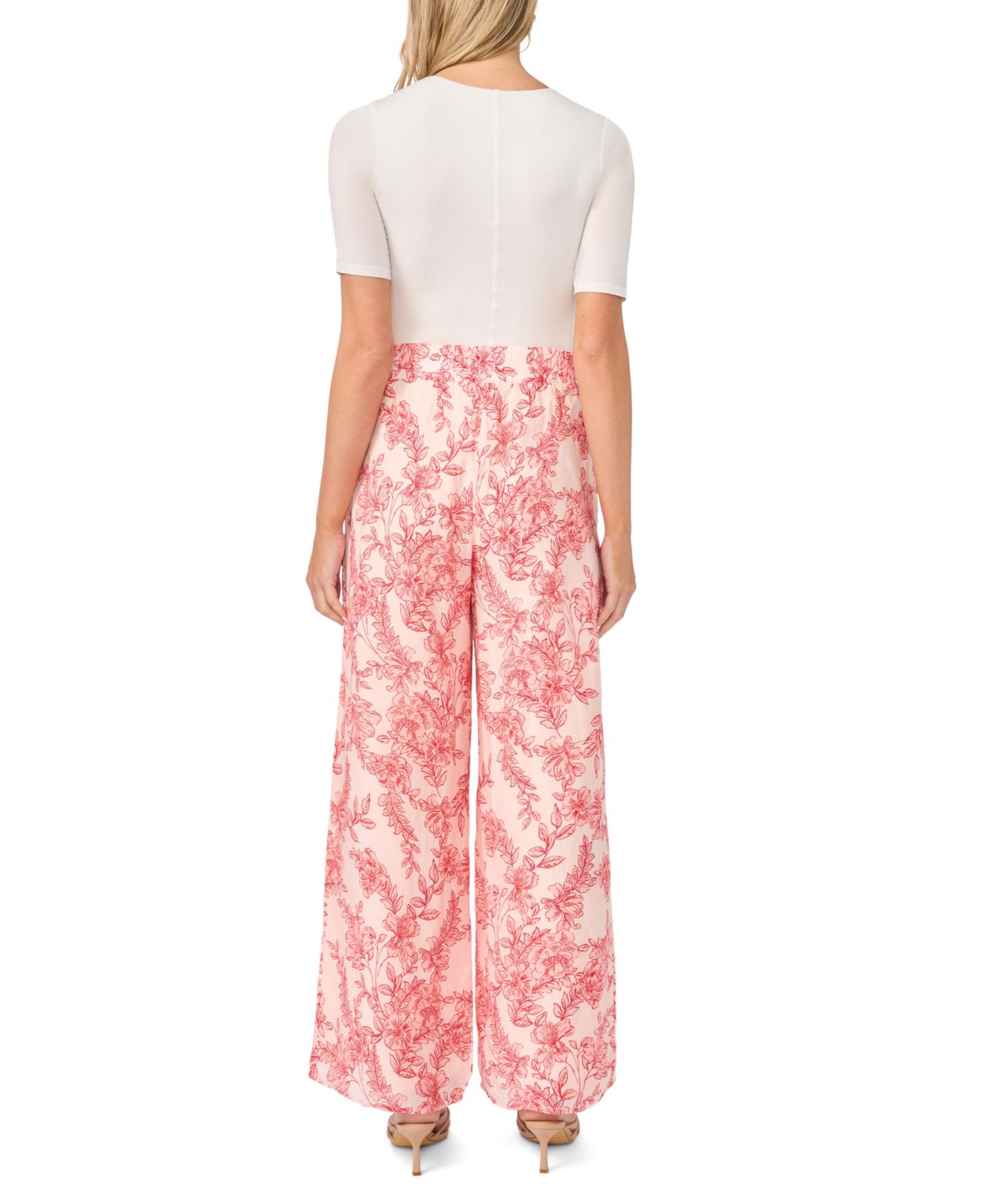 Женские брюки Vince Camuto Blend Smocked Waist Wide-Leg, цвет: Розовый — фото 5