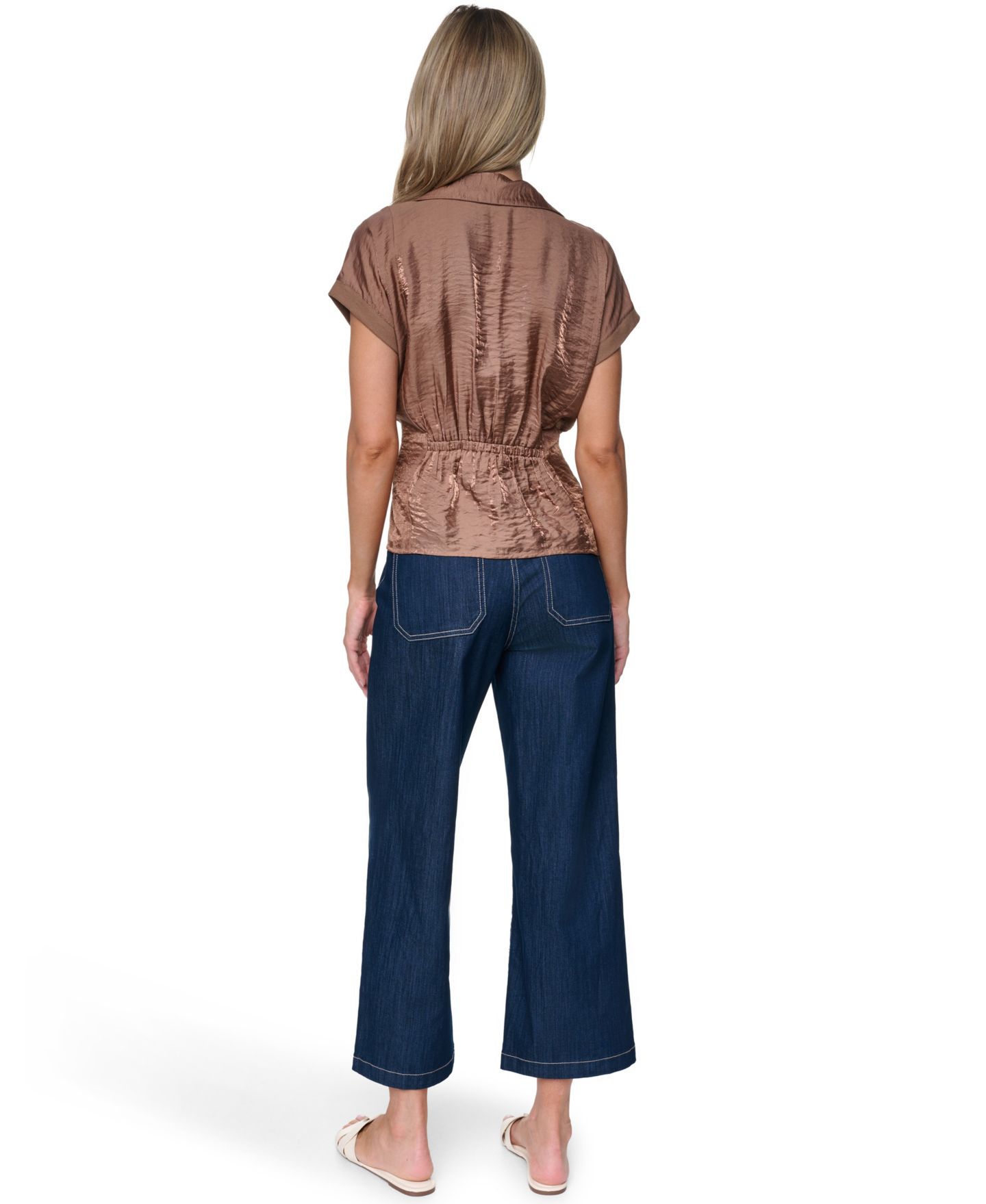 Женская рубашка Nautica Short-Sleeve Pleated, цвет: Barley — фото 5