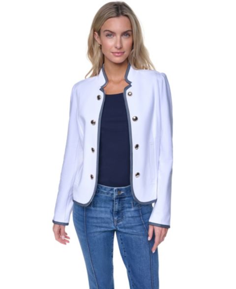 Женские куртки Nautica Women's Cotton-Blend Band Collar Captain Jacket