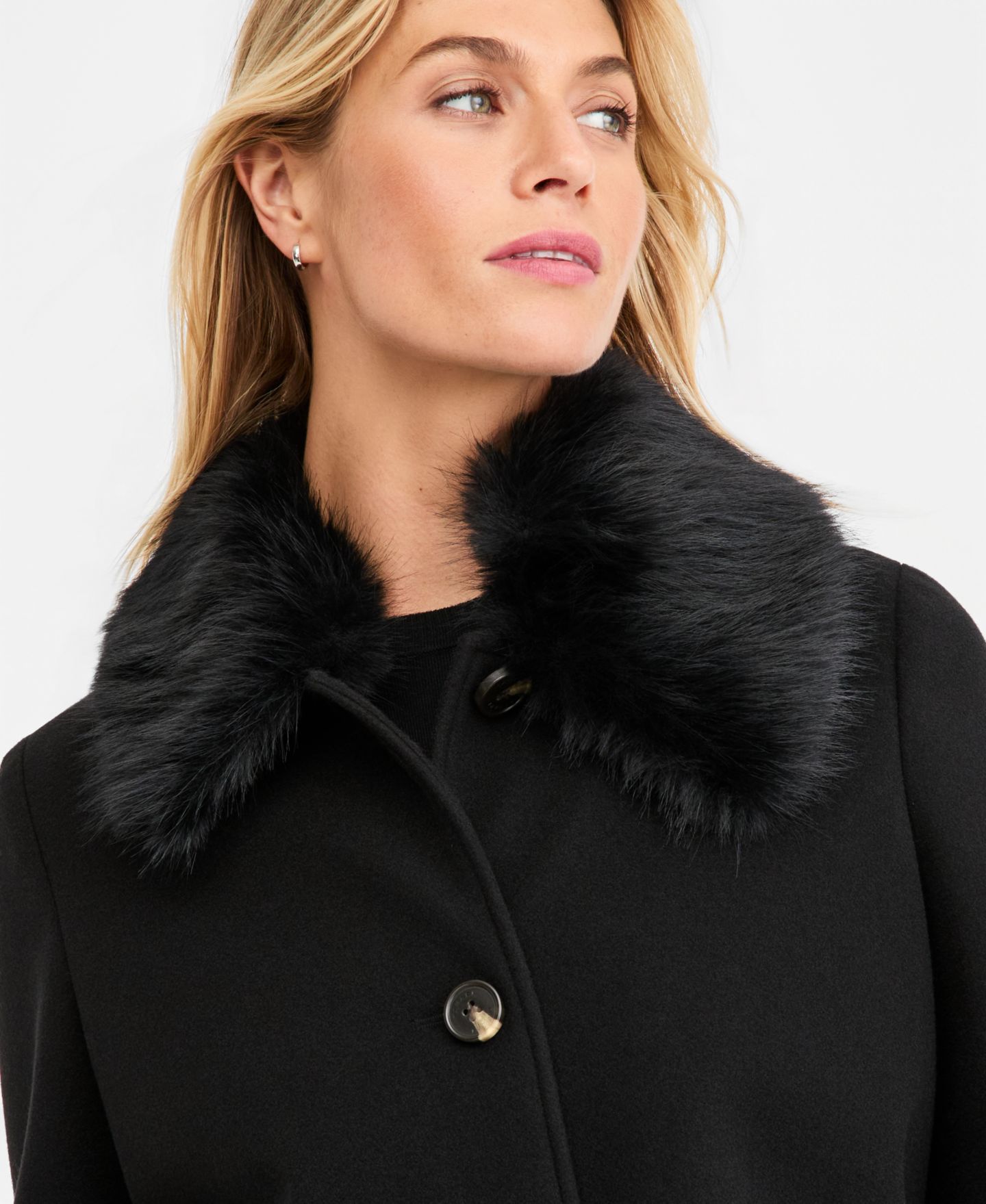 Женское пальто Tahari Faux-Fur-Collar Car Coat, Created for Macy's, цвет: Чёрный — фото 3
