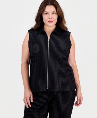 Plus Size Sleeveless Zippered Top