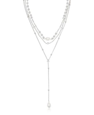 Forever Falling Imitation Pearl Lariat Necklace