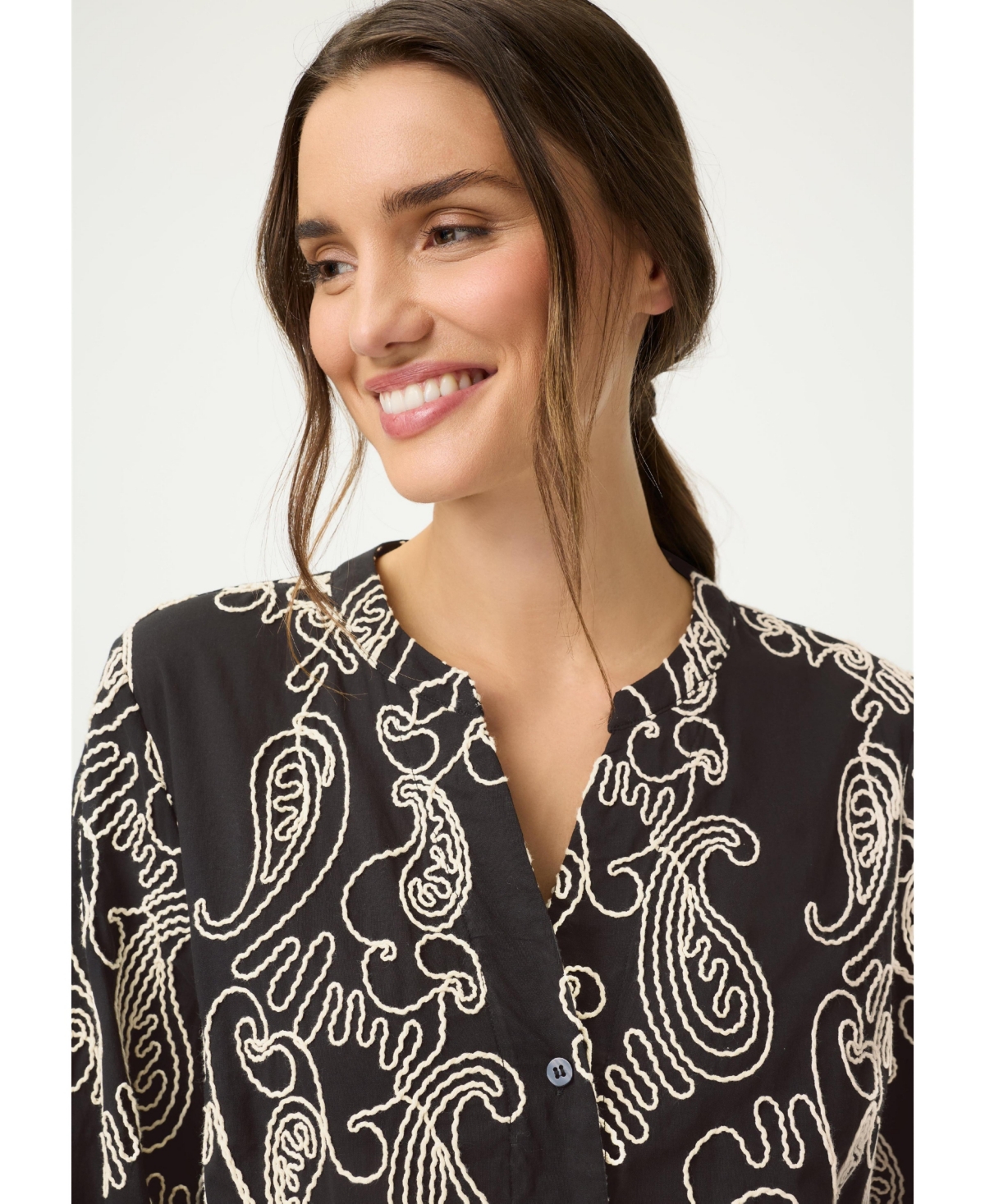 Olsen Women's Embroidered 3/4 Sleeve Dress