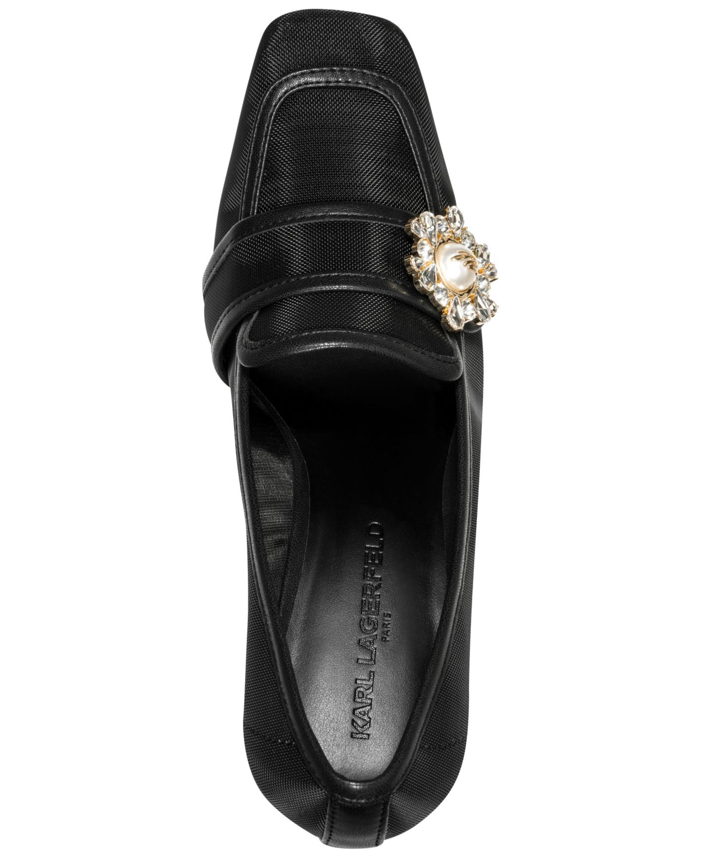Женские туфли KARL LAGERFELD PARIS Savannah Mesh High Block Heel Pumps, цвет: Чёрный сетчатый — фото 4