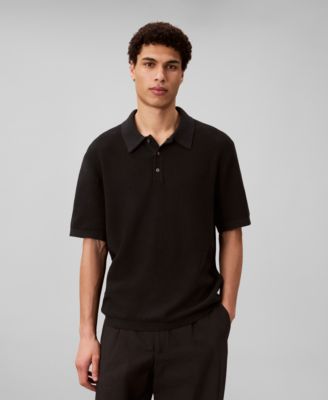Men's Textured Cotton Short-Sleeve Polo Shirt